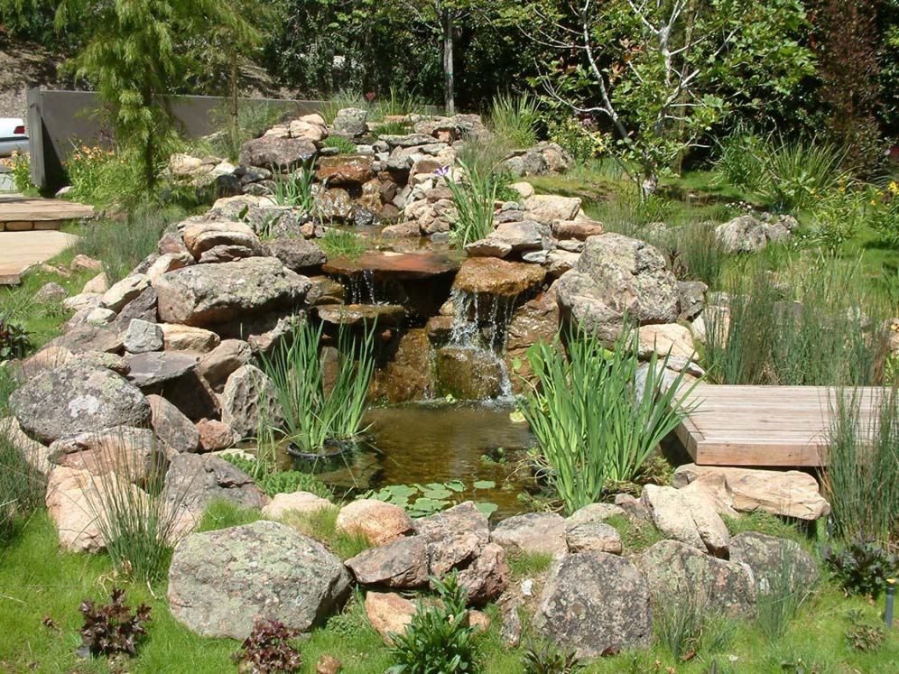 Rock and Boulder Waterfall and Pond